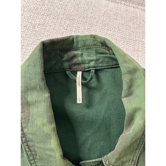 Free People Jacket Size L Camo Slouchy Military Oversized Dolman Sleeve Green - Picture 8 of 9